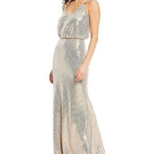 NWT CALVIN KLEIN Gold Sequis Exquisite Formal Gown